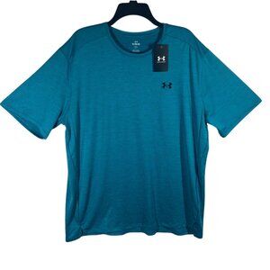 Under Armour T-Shirt Men's XL Loose Fit‎ Crew Neck Polyester Teal NEW